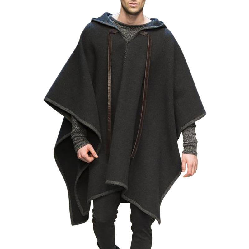 Men's Oversized Hooded Solid Cape 17694621Z