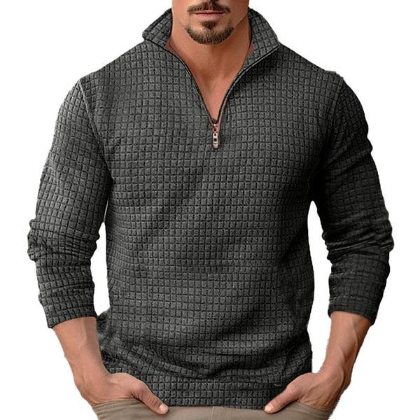 Men'S Casual Solid Color Zipper Stand Collar Sweatshirt 68968987Y