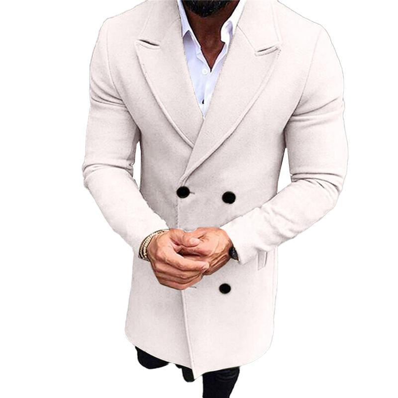 Men's Solid Color Double Breasted Trench Coat 18880985X