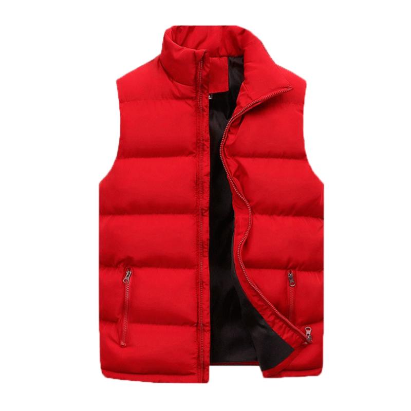 Men's Retro Casual Solid Color Padded Zipper Vest 95350361TO