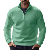 Men's Solid Color Knitted Half-Zip Stand Collar Bottoming Sweater 12585069X