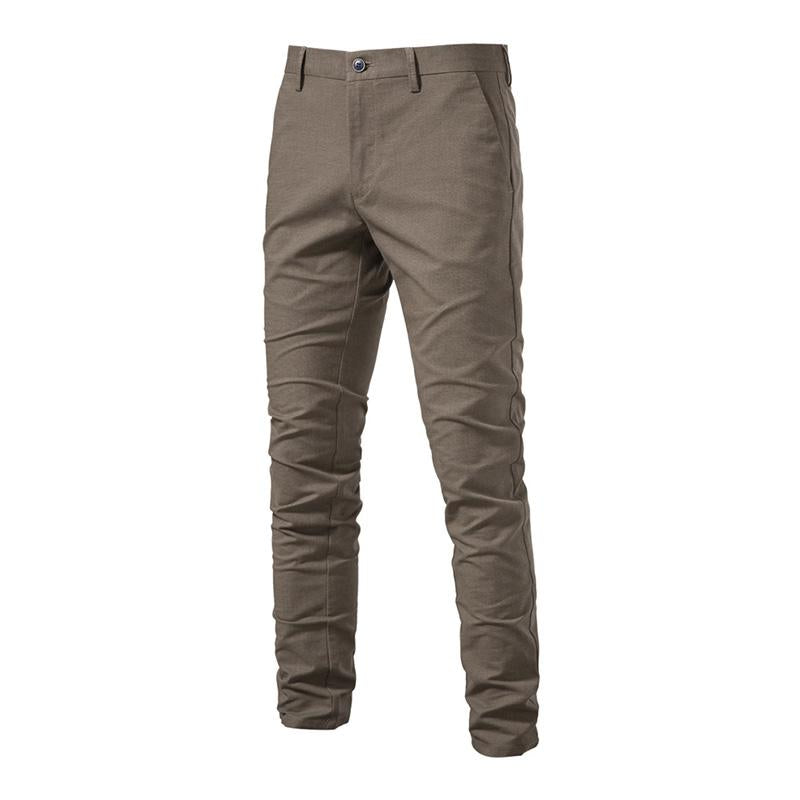 Men's Casual Cotton Breathable Solid Color Business Straight Trousers 23369578M