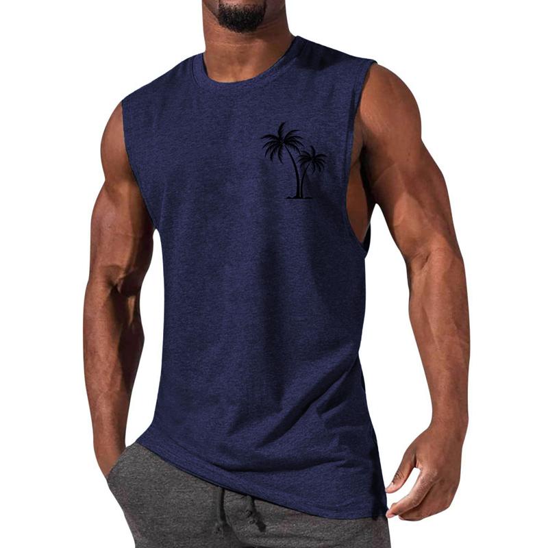 Camiseta deportiva informal con cuello redondo y estampado para hombre 12305907X