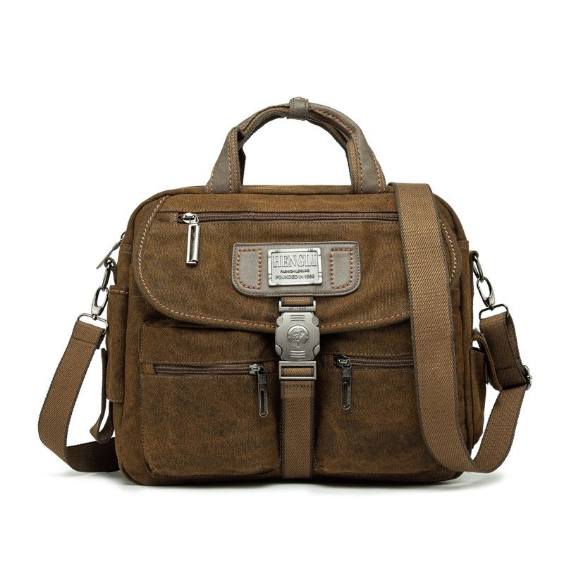 Men's Retro Large-capacity Crossbody Portable Canvas Bag 01198229U