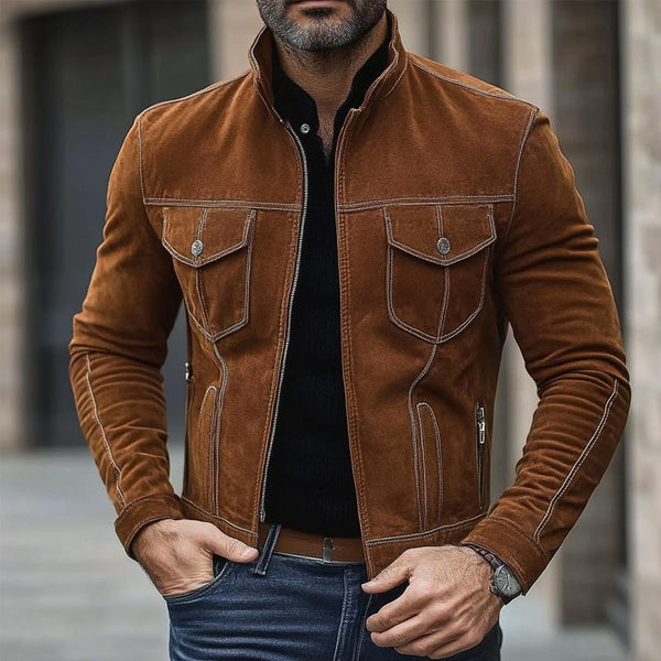 Men's Vintage Suede Zip-Up Jacket 09285497X