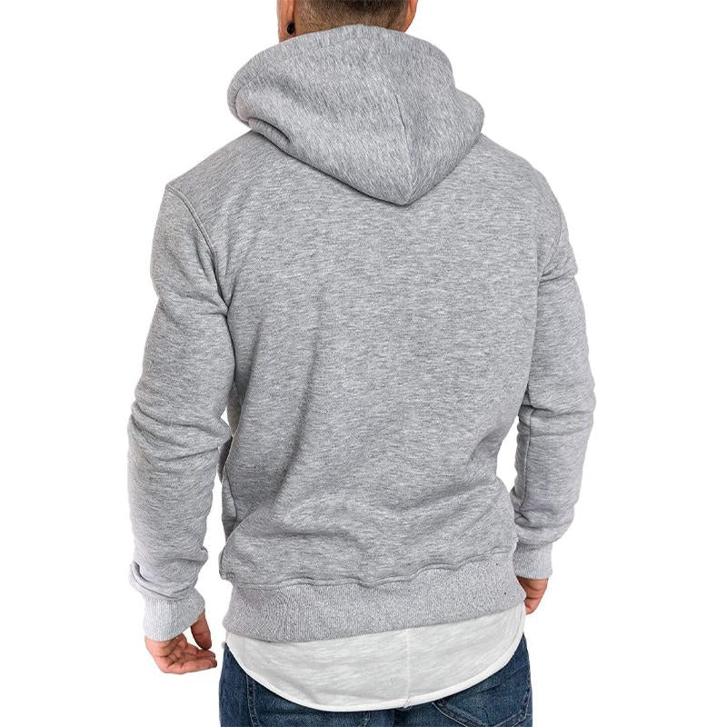 Men's Casual Solid Color Long Sleeve Hooded Sweatshirt 19801946Y