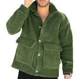 Men's Casual Solid Color Lapel Lamb Fleece Loose Coat 39834100M