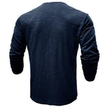 Men's Casual Multi-Button Henley Collar Long Sleeve T-Shirt 48759130Y