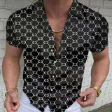 Men's Loose Printed Short Sleeve Shirt 27583074X