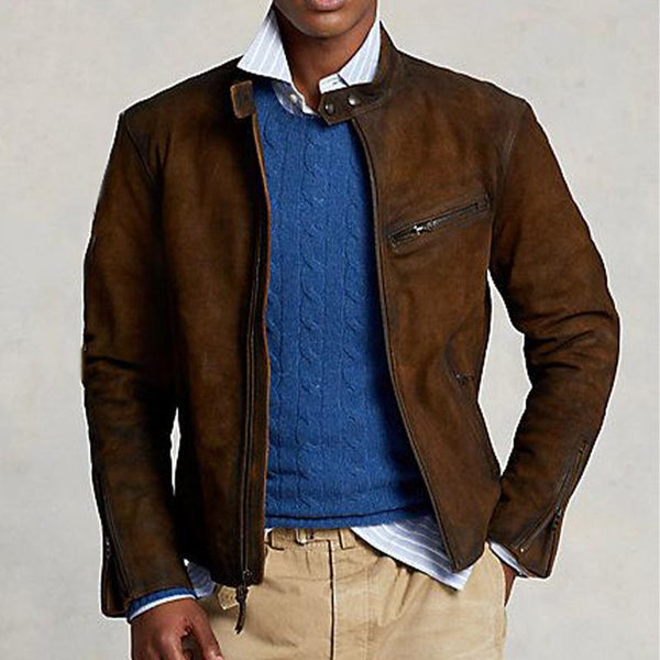 Men's Vintage Suede Zip-Up Jacket 76867639U