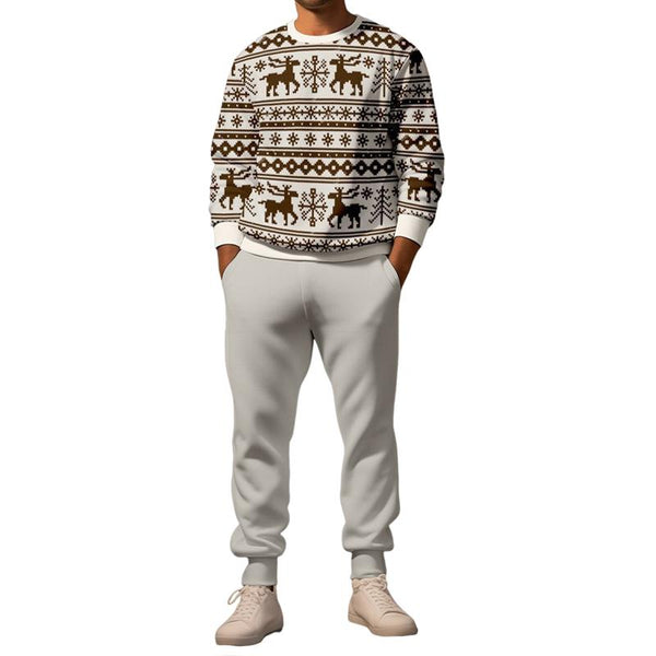 Men's Christmas Print Long Sleeve Trousers Two-Piece Set 57144572X