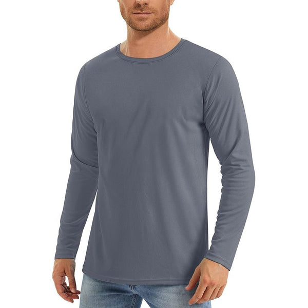 Men's Solid Color Quick-drying Sports Round Neck Long-sleeved T-shirt 49845940X