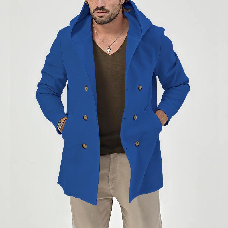 Men's Solid Hooded Double Breasted Casual Coat 62030960Z