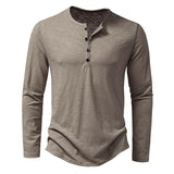 Men's Casual Henley Collar Solid Long Sleeve T-Shirt 54603590Y
