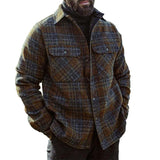 Men's Vintage British Plaid Wool Blend Lapel Single-Breasted Jacket 91546431M