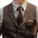 Men's Retro Lapel Check Vest 45795218U