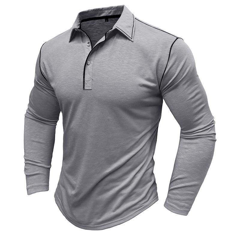 Polo de manga larga con solapa de color liso para hombre 28855071X