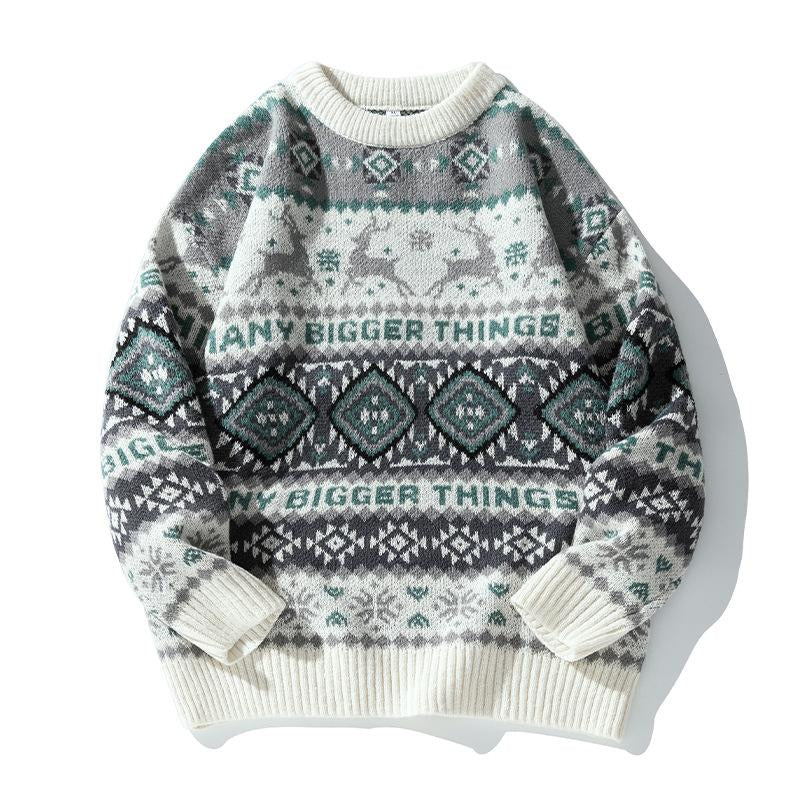 Men's Vintage Fair Isle Jacquard Crew Neck Sweater 62104730Y