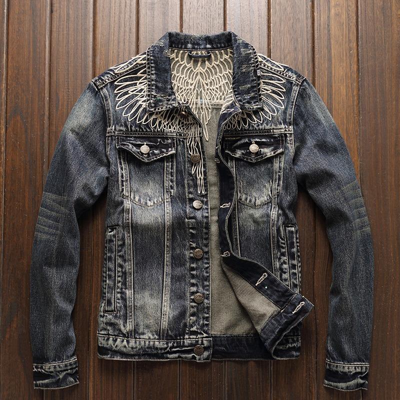 Men's Vintage Denim Embroidered Jacket 73423062U