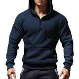 Men's Casual Color Matching Plush Warm Hooded Sweatshirt 08954102Y