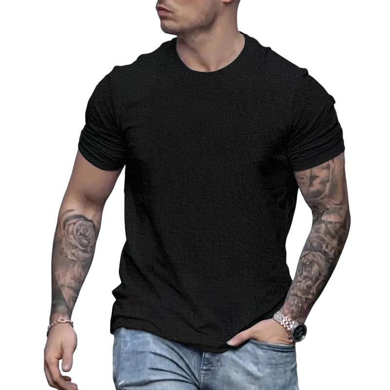 Men's Round Neck Solid Color Casual Short-sleeved T-shirt 96990283X