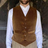 Men's Vintage V-neck Corduroy Vest 23465780X