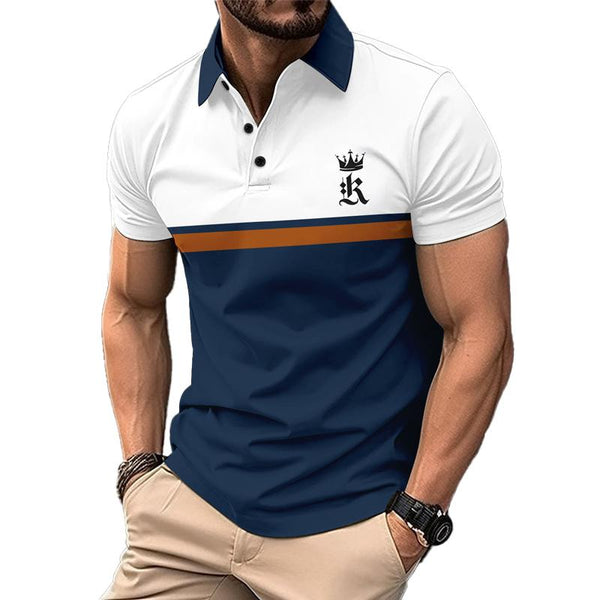 Men's Contrast Print Button Short Sleeve POLO Shirt 48535680X