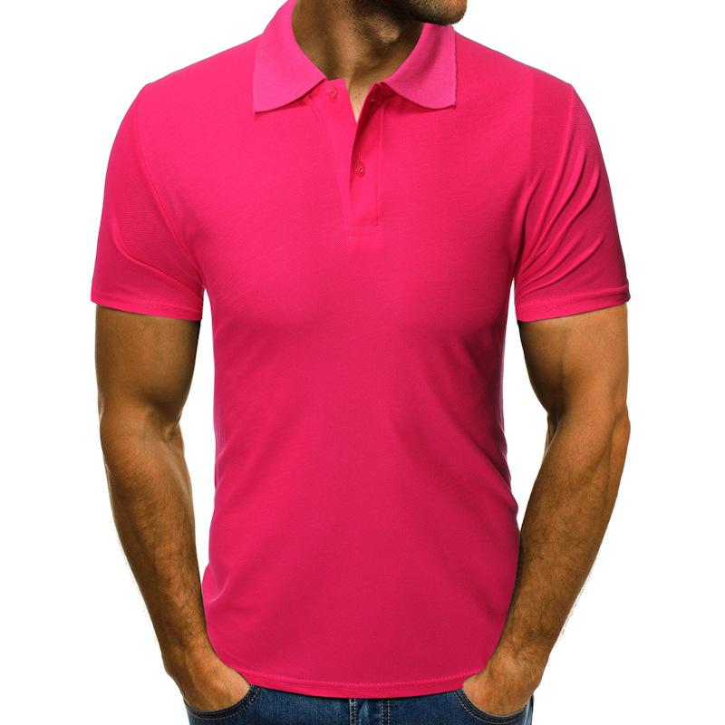 Men's Solid Lapel Short Sleeve Polo Shirt 80301954Z