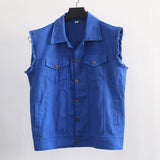 Men's Casual Solid Color Denim Sleeveless Vest 79108674Y