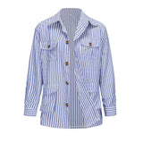 Men's Casual Striped Stripe Multi -pocket Jacket 61847013U