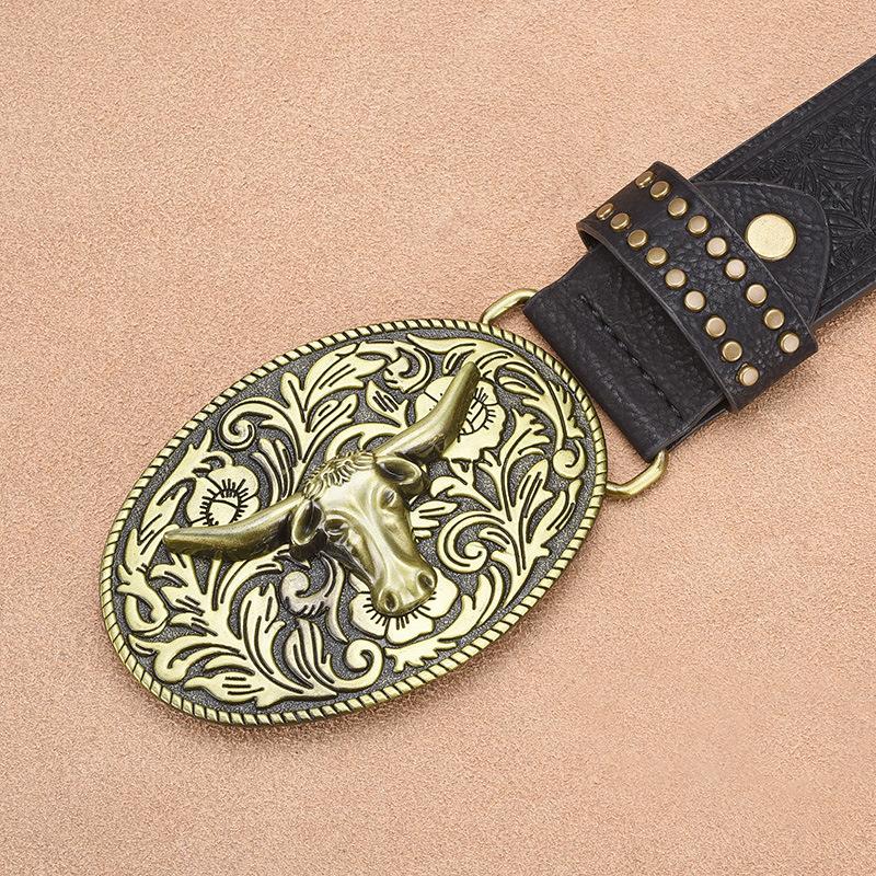 Ceinture en relief à rivets vintage pour homme 33277436U