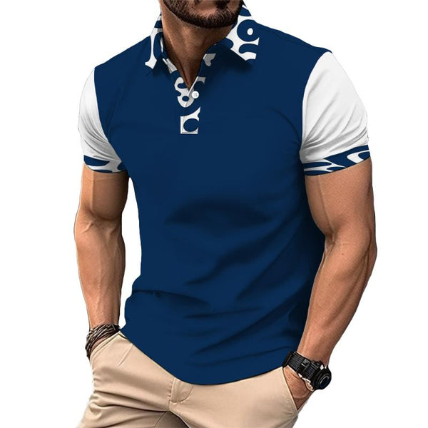 Men's Casual Contrast Color Short-sleeved Polo Shirt 53086907TO