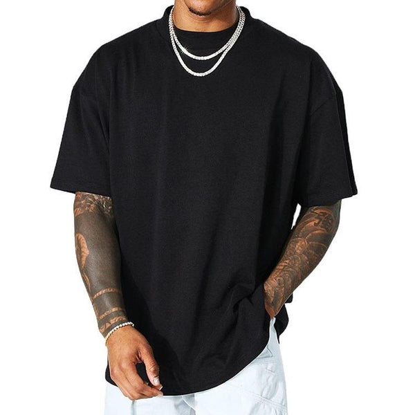 Men's Loose Cotton Solid Color Short-sleeved T-shirt 82898154Y