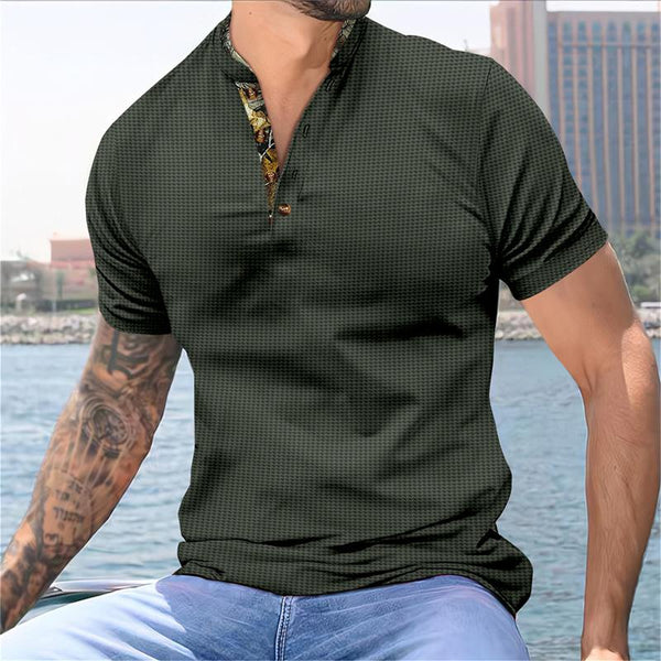 Men's Colorblock Waffle Henley Neck Short Sleeve T-Shirt 14898400Y