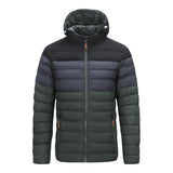 Men's Casual Contrast Color Patchwork Hooded Warm Zipper Padded Jacket 23417716M
