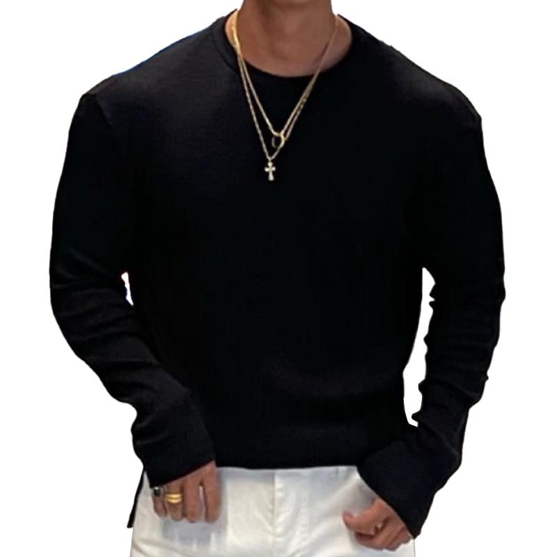 Men's Casual V-Neck Loose Long-Sleeved T-Shirt 99980522M