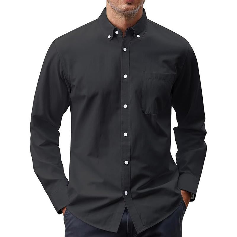 Men's Solid Color Long Sleeve Casual Shirt 42182872X