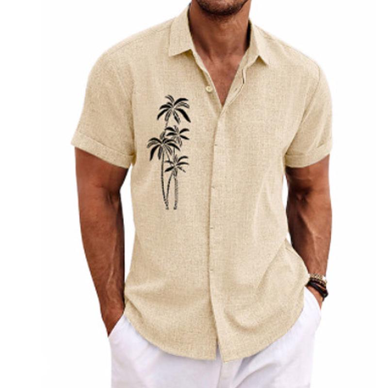 Men's Hawaiian Print Short Sleeve Lapel Shirt 79339921X