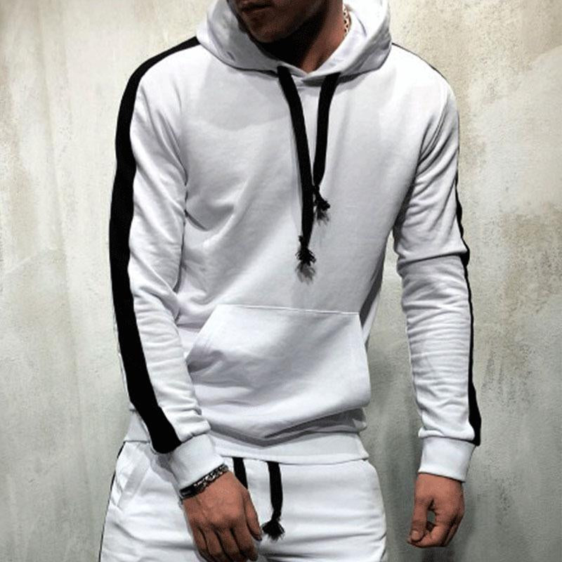 Men's Casual Hooded Color Block Sports Hoodie 86122367M