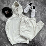 Men's Solid Loose Long Sleeve Hoodie Trousers Casual Sports Set 83543115Z