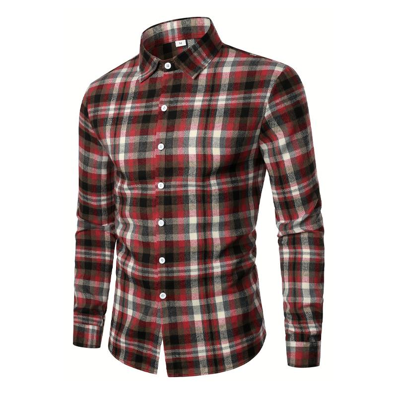 Men's Plaid Flannel Casual Button-Down Long Sleeve Shirt 16245262X