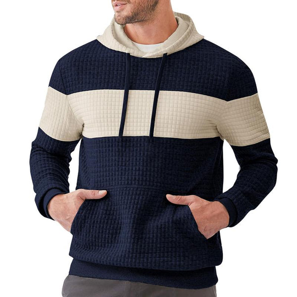 Men's Colorblock Check Long Sleeve Hoodie 36217283X