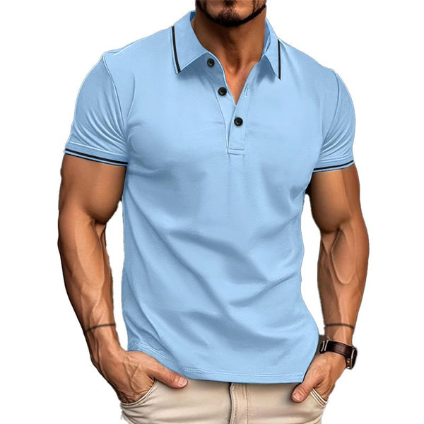 Men's Casual Solid Color Lapel Short Sleeve Polo Shirt 89081995Y