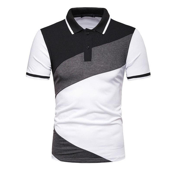 Men's Fashionable Patchwork Short-sleeved Polo Shirt 12737258X
