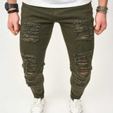 Men's Ripped Solid Color Skinny Jeans 70020921X