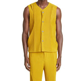 Men's Fashion Solid V Neck Single Breasted Sleeveless Vest And Trousers Set 72061667Z
