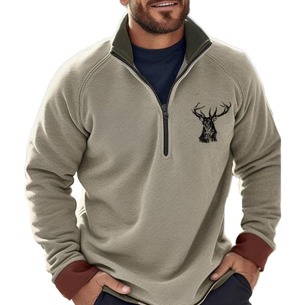 Men's Stand Collar Half Zip Pullover Printed Sweatshirt 57951123X