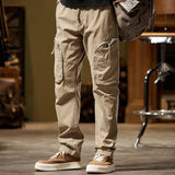 Men's Vintage Solid Color Big Pocket Cargo Pants 49647877Y