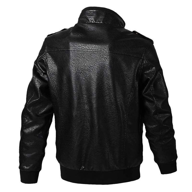 Men's Embroidered Leather Motorcycle Jacket 14858749U