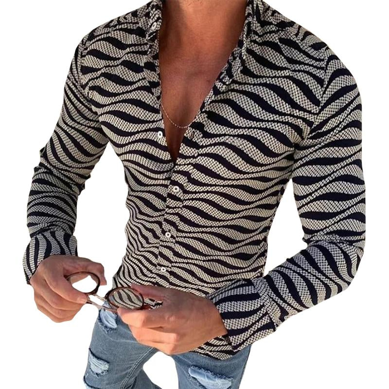 Men's Casual Striped Long Sleeve Shirt 95634689TO – Manlytshirt